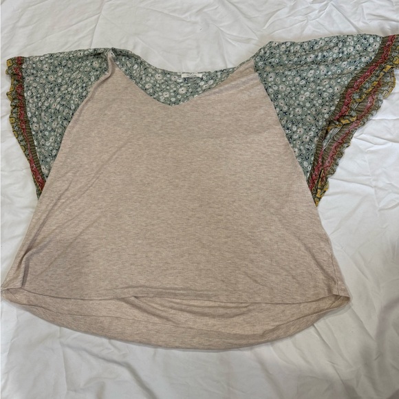 Maurices Tops - Maurices Beige Top with Floral Sleeves